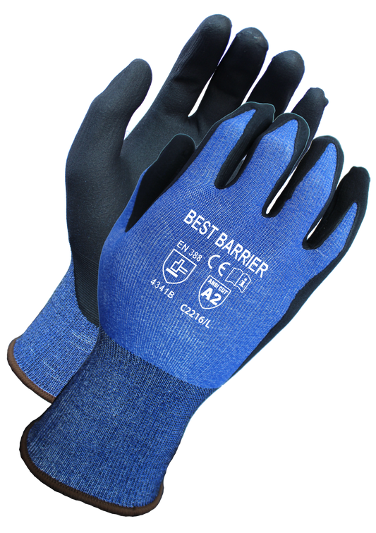 ANSI A2 Cut Resistant Safety Gloves | Micro-Foam Nitrile Coating | 18-Gauge Engineered Fiber | (12 Pairs)