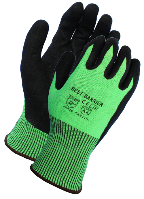 Best Barrier ANSI A4 Cut Resistant Nitrile Coated Gloves