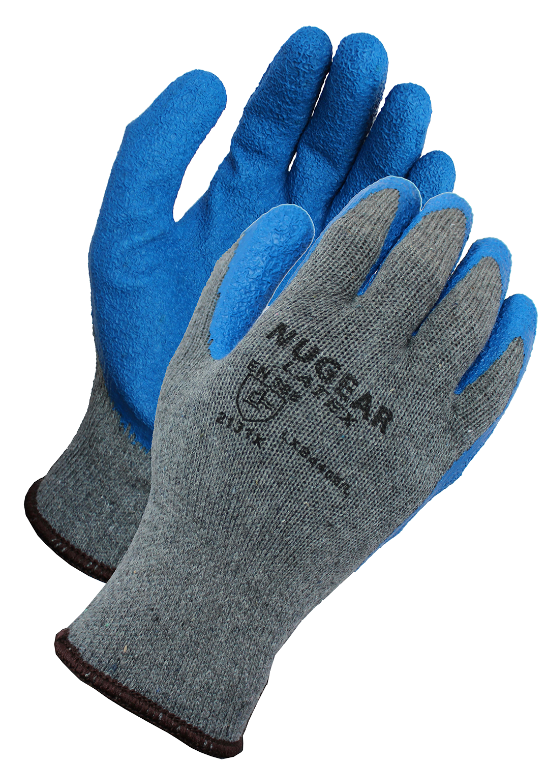 NuGear Blue Crinkle Latex Coated Work Gloves with Cotton/Polyester Shell (12 Pairs)
