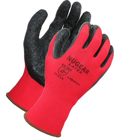 Nugear Foam Latex Coated Work Glove with Red Polyester Shell (12 Pairs)